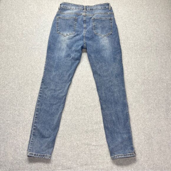 KUNMI High-Rise Skinny Jeans Button Fly Light Blue Wash Women’s size L 28” - Picture 6 of 7